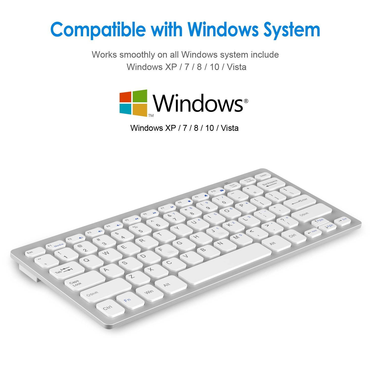 JETech Ultra-Slim 2.4G Wireless Keyboard  (Black) - 2160  for  Windows XP /7/8/10/Vista