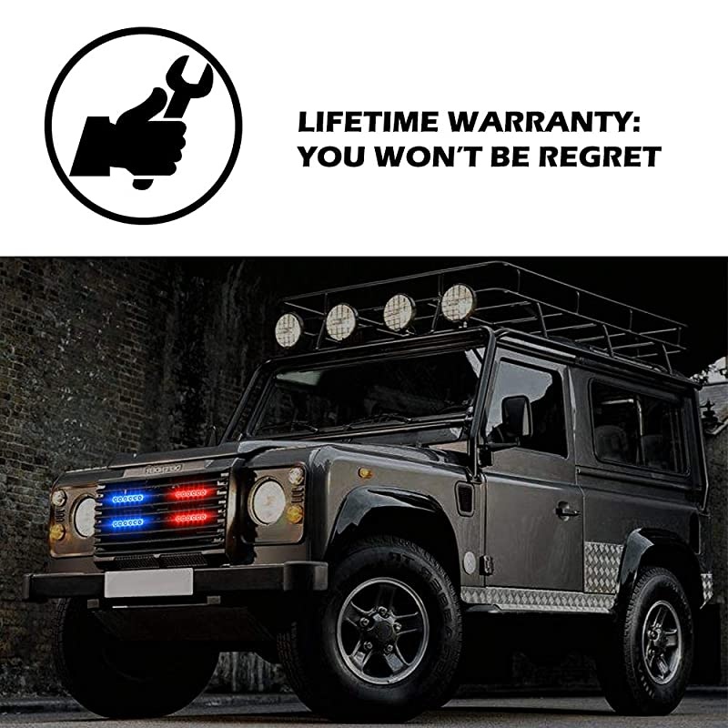 Police Lights Led Trailer Lights Dual 6 LED 2 Color Modes 9 Flashing Modes Aluminium housing Light Bar Mounts Firefighter Emergency Lights For Vehicles, White or Red&Blue 2 PCS