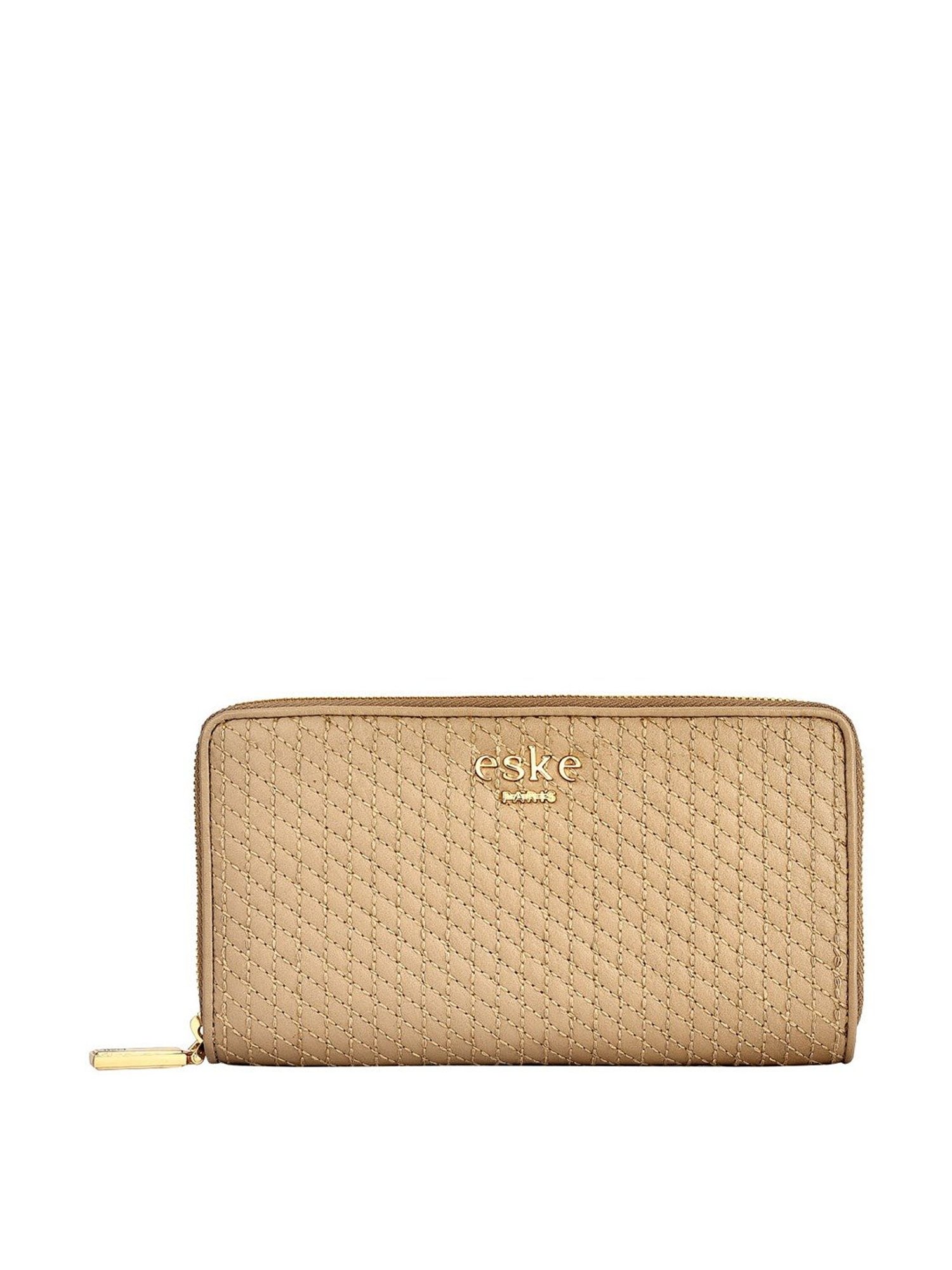 Eske Sophie Stone Brown Textured Zip Around Wallet for Women