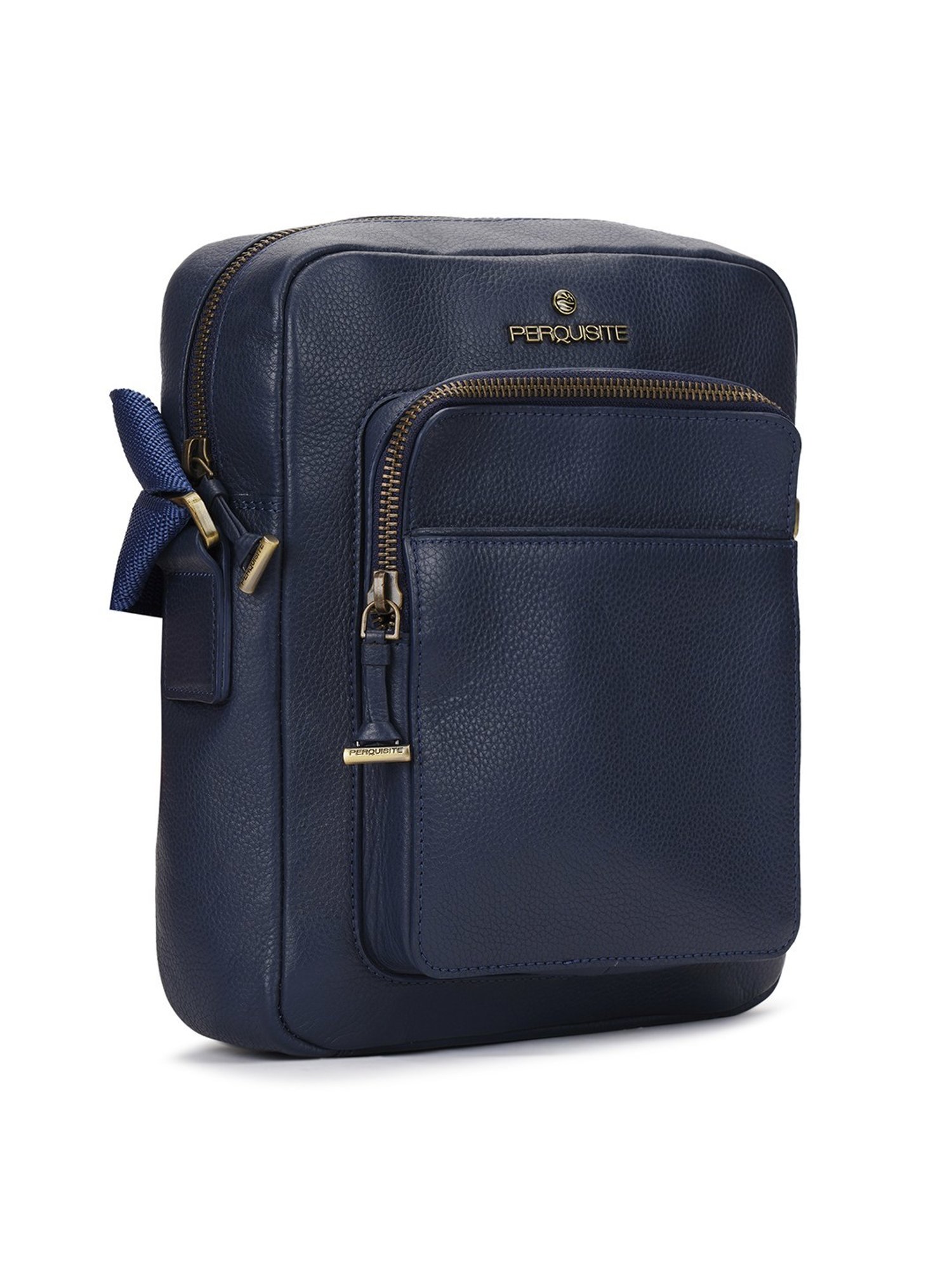 PERQUISITE MARK Navy Solid Medium Cross Body Bag