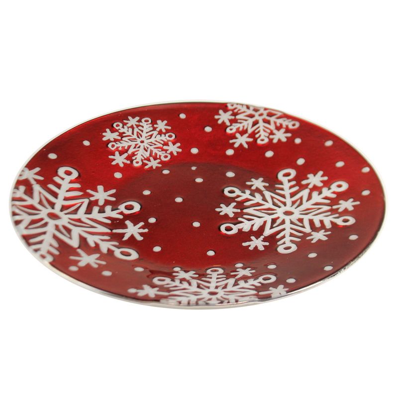 Tabletop 12.0" Red Snowflakes Platter Christmas Fusion Gold Crest Distributing  -  Serving Platters