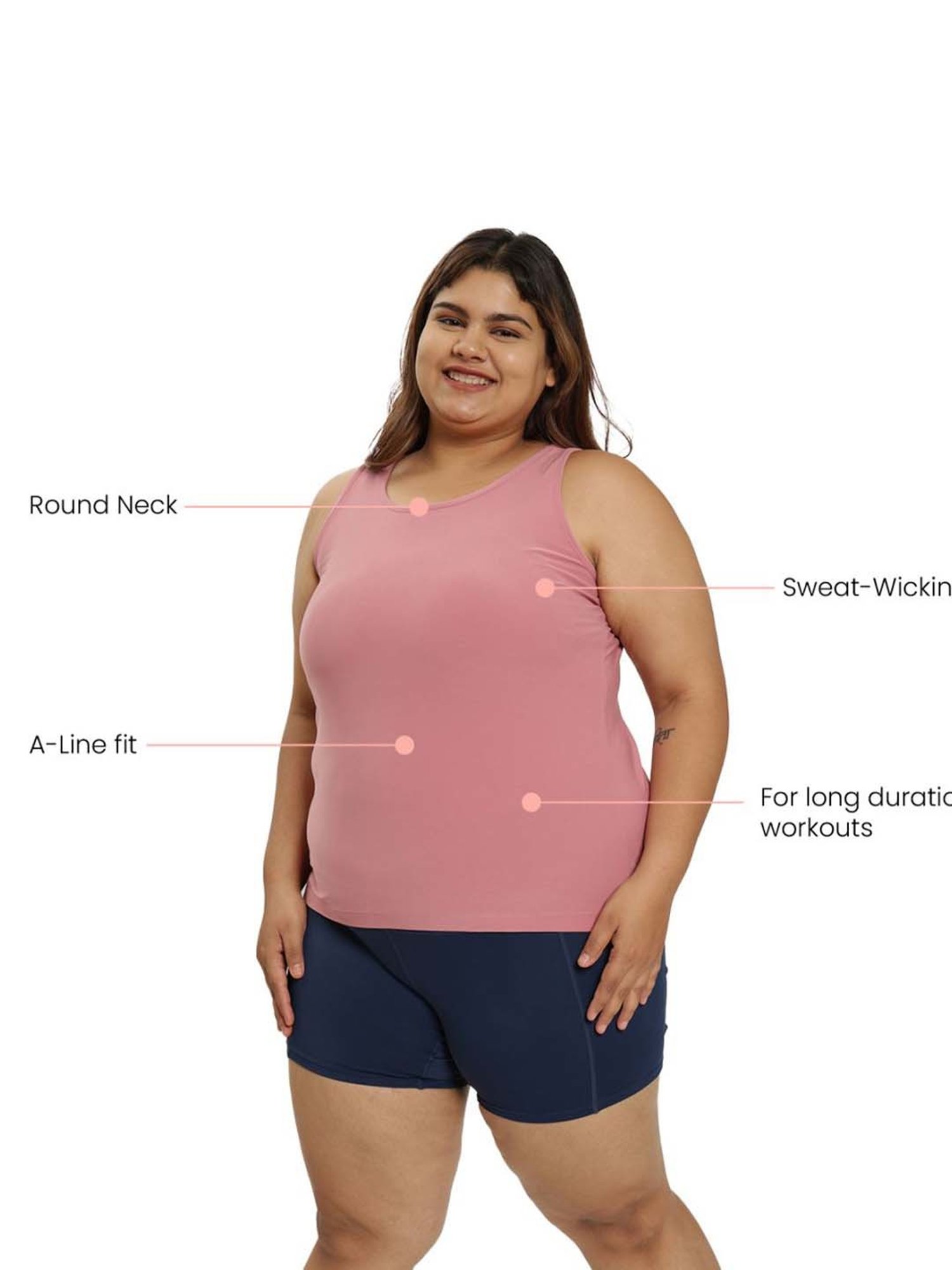 BlissClub Pink Regular Fit Sports Tank Top