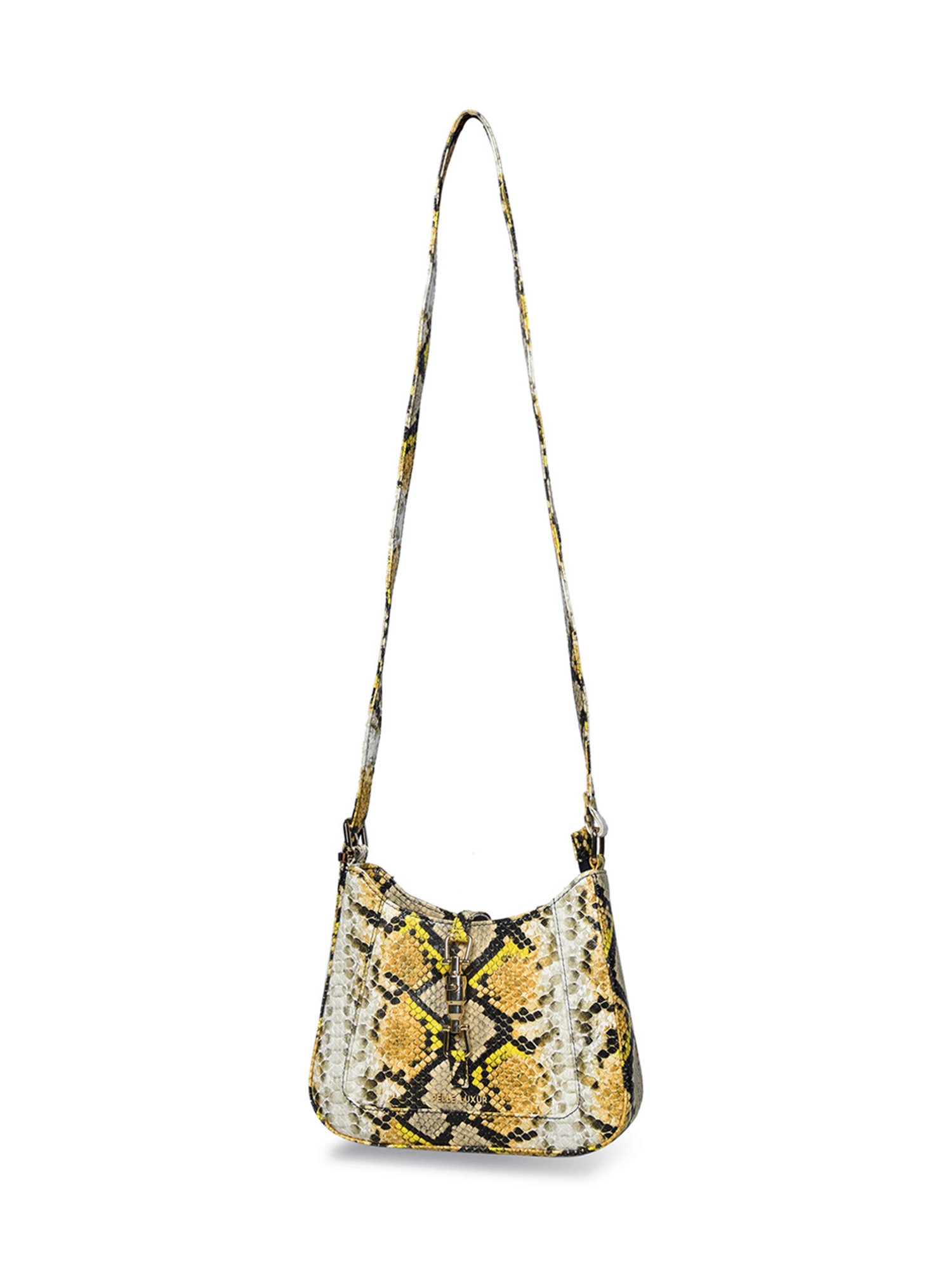 PELLE LUXUR Yellow & Black Animal Effect Small Shoulder Bag