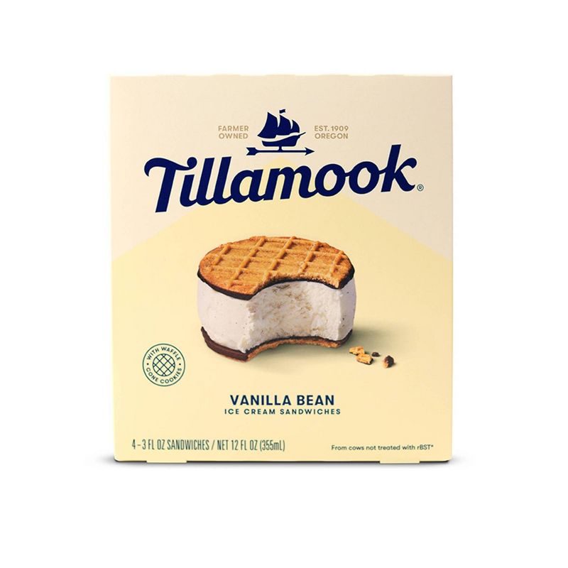 Tillamook Vanilla Bean Ice Cream Sandwich - 12oz/4ct