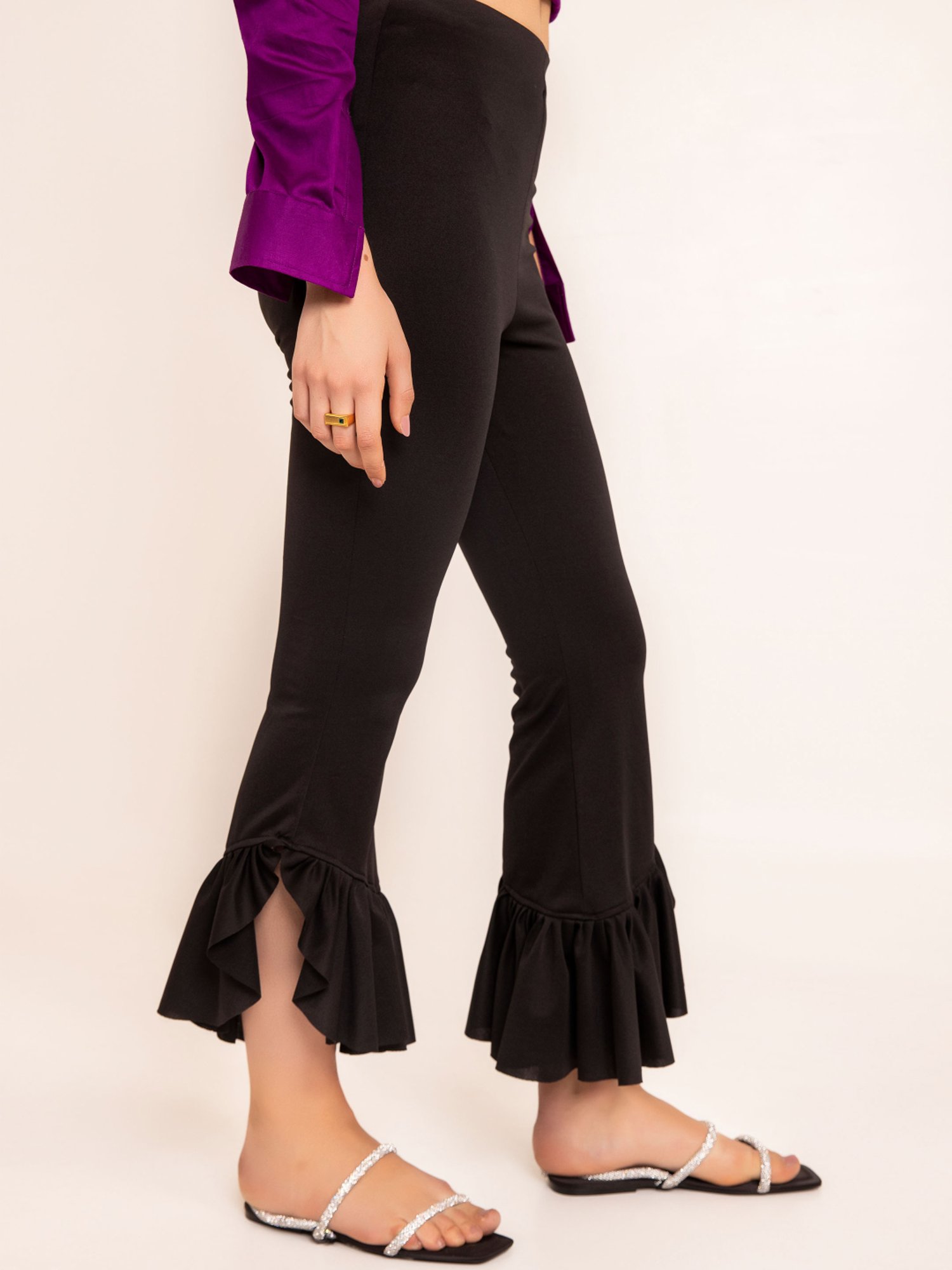 KAORI BY SHREYA AGARWAL Black High Rise Bootcut Trousers