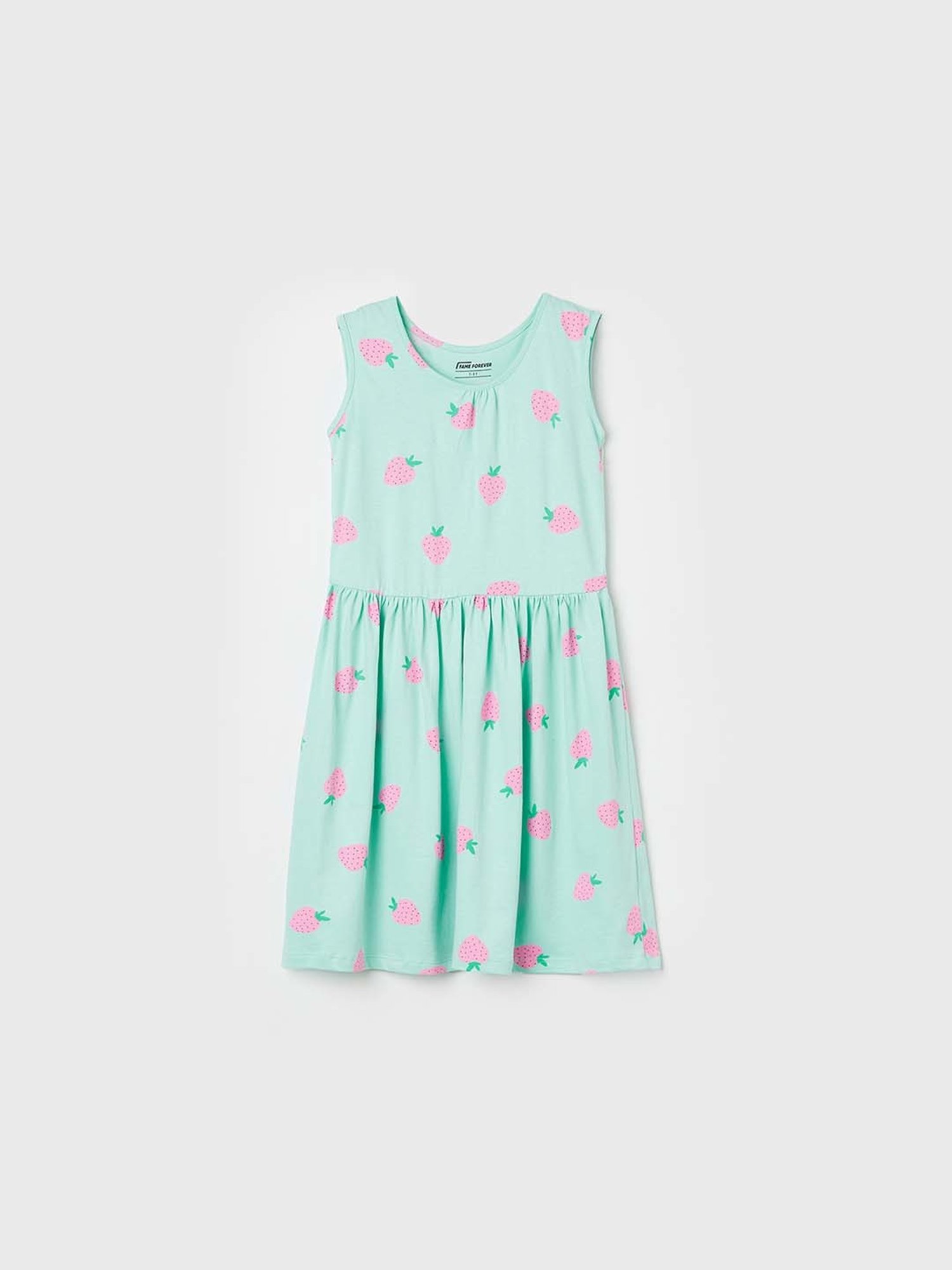 Fame Forever by Lifestyle Kids Green & Pink Cotton Printed Dress