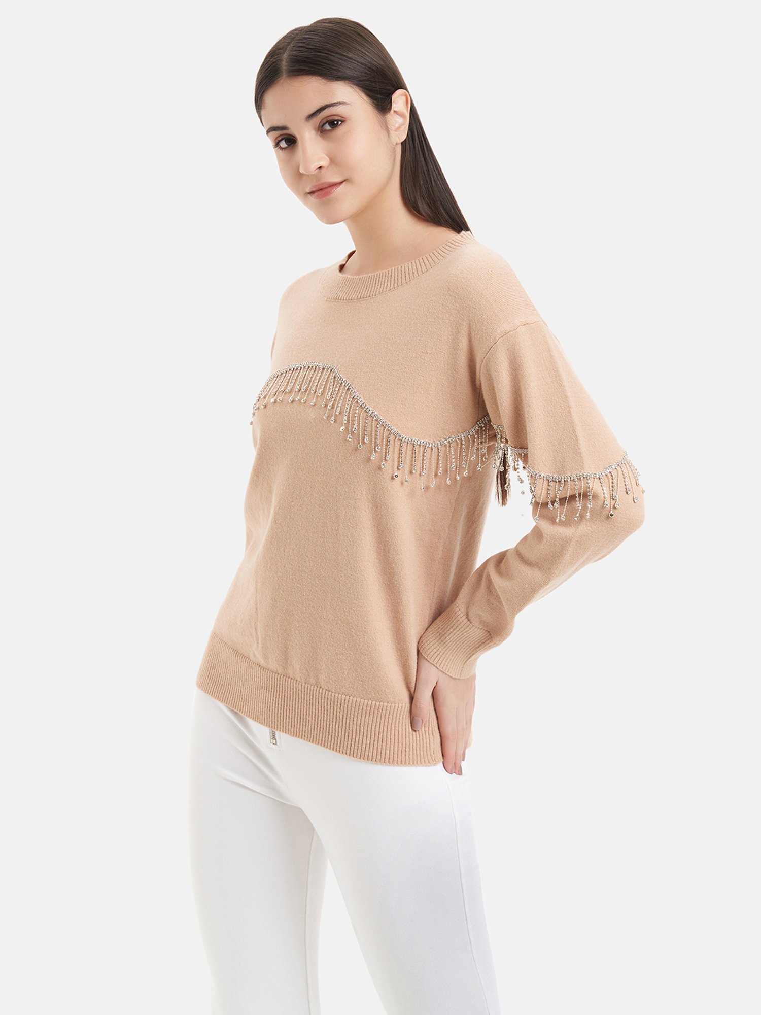 Kazo Peach Embellished Pullover