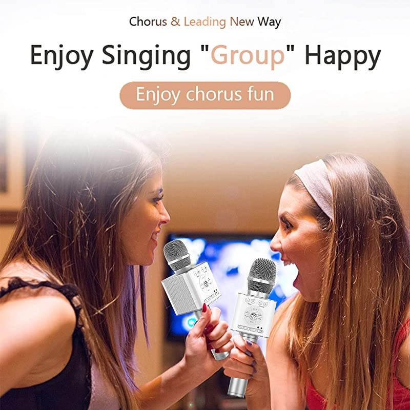 04 Wireless Bluetooth Karaoke Microphone,Louder Volume 10W Power, More Bass, 3-in-1 Portable Handheld Double Speaker Mic Machine for iPhone/Android/iPad/PC (04, Black-1)