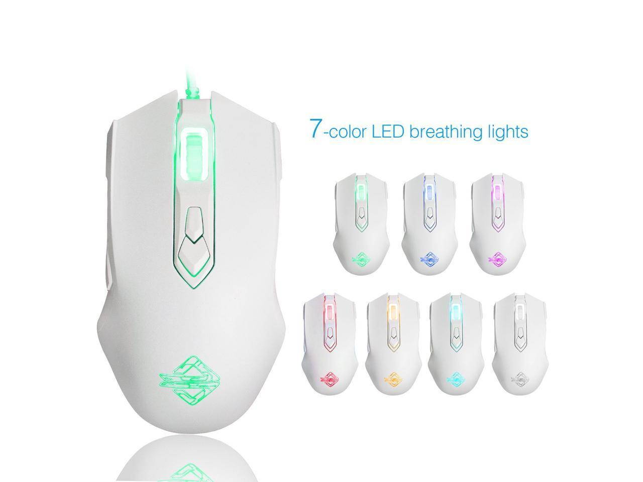 Ajazz AJ52 Watcher RGB Backlit Ergonomic Gaming Mouse, 2500 DPI A5050 7 Programmable Buttons Wired Gaming Mice for Windows Mac OS Linux, Competitor Black