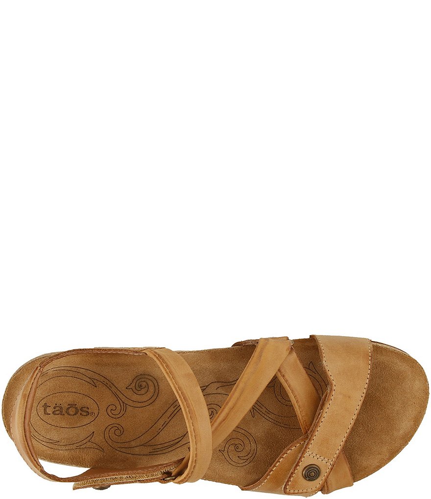 Taos Footwear Universe Banded Leather Wedge Sandals