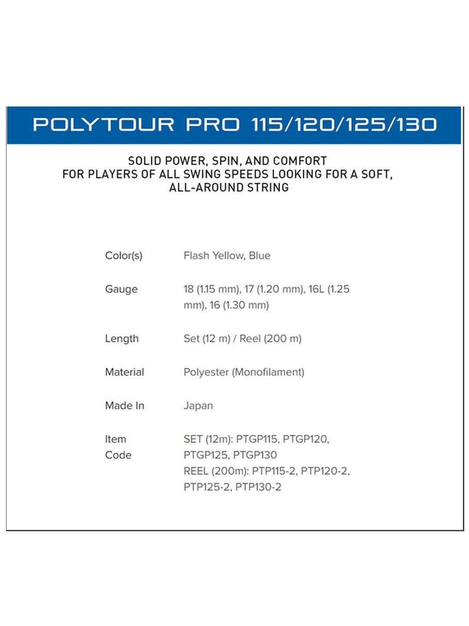 Yonex POLYTOUR PRO PTP1302 Tennis Strings (Flash Yellow)