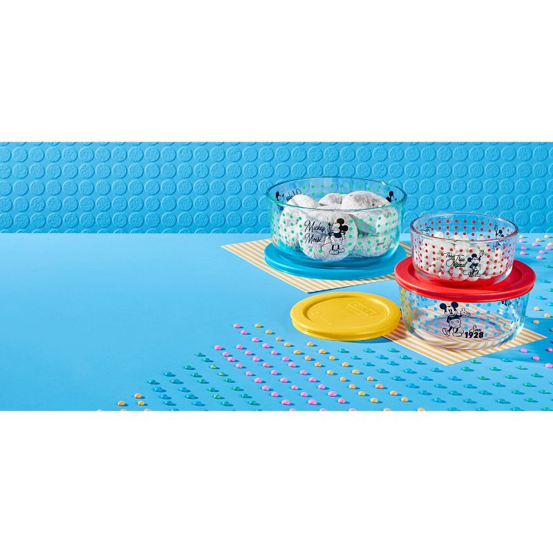 Pyrex 6pc Round Decorated Glass Food Storage Set - Mickey Mouse The True Original