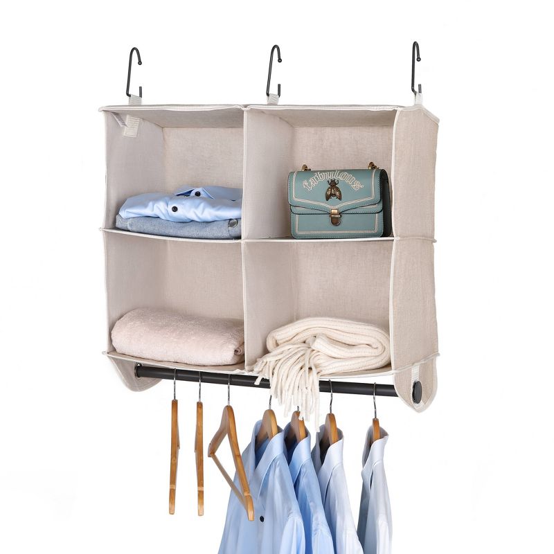 StorageWorks 2+2 Shelf Hanging Closet Organizer Beige