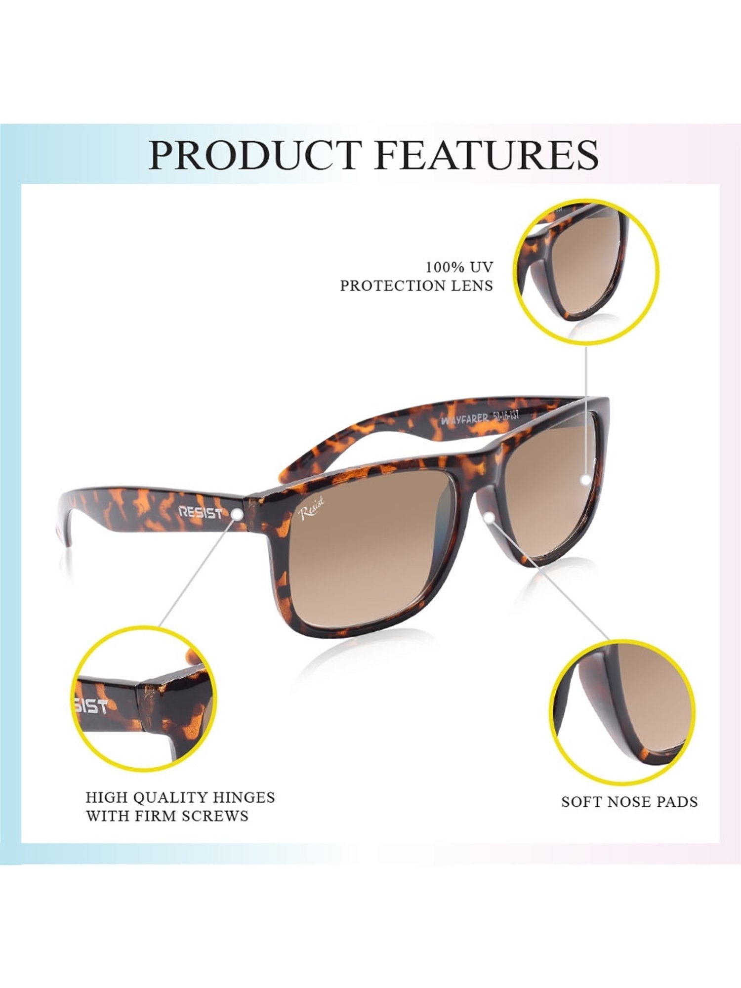 Resist Eyewear Brown Wayfarer UV Protection Unisex Sunglasses