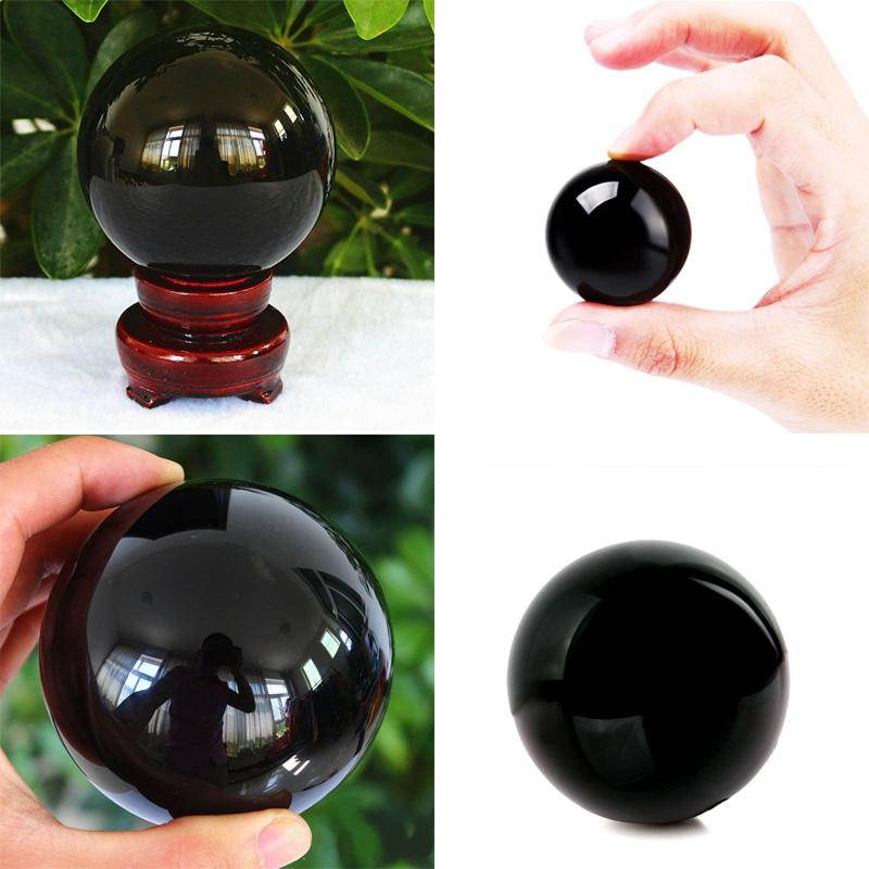 50mm Asian Rare Black Obsidian Sphere Large Crystal Ball Healing Stone