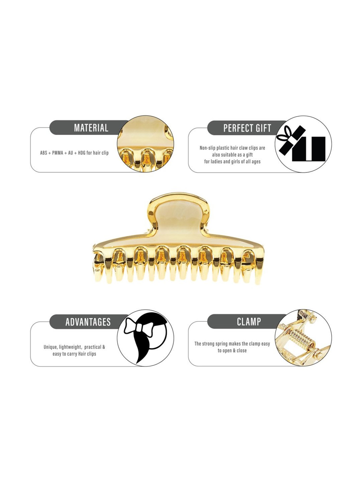Janeke 1830 Professional Gold with Ivory Teeth Hair Clip