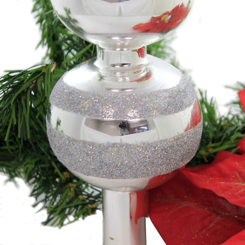 Christina's World 18.5" Silver 4 Ball Finial Shiny Tree Topper  -  Tree Toppers