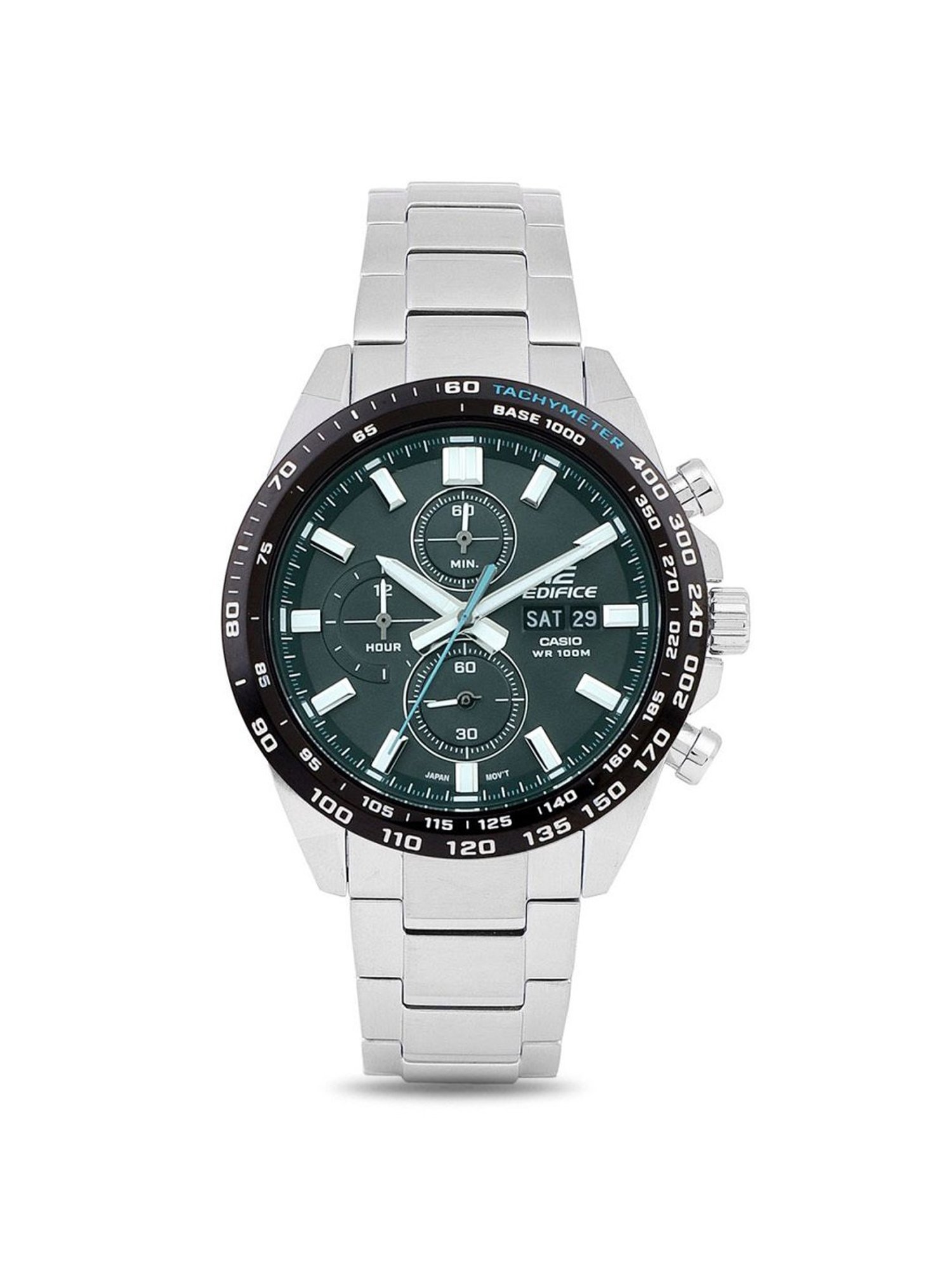 Casio EDifice EFR-574DB-3AVUDF Green Analog Dial Silver Stainless Steel Band Men's Watch ED595
