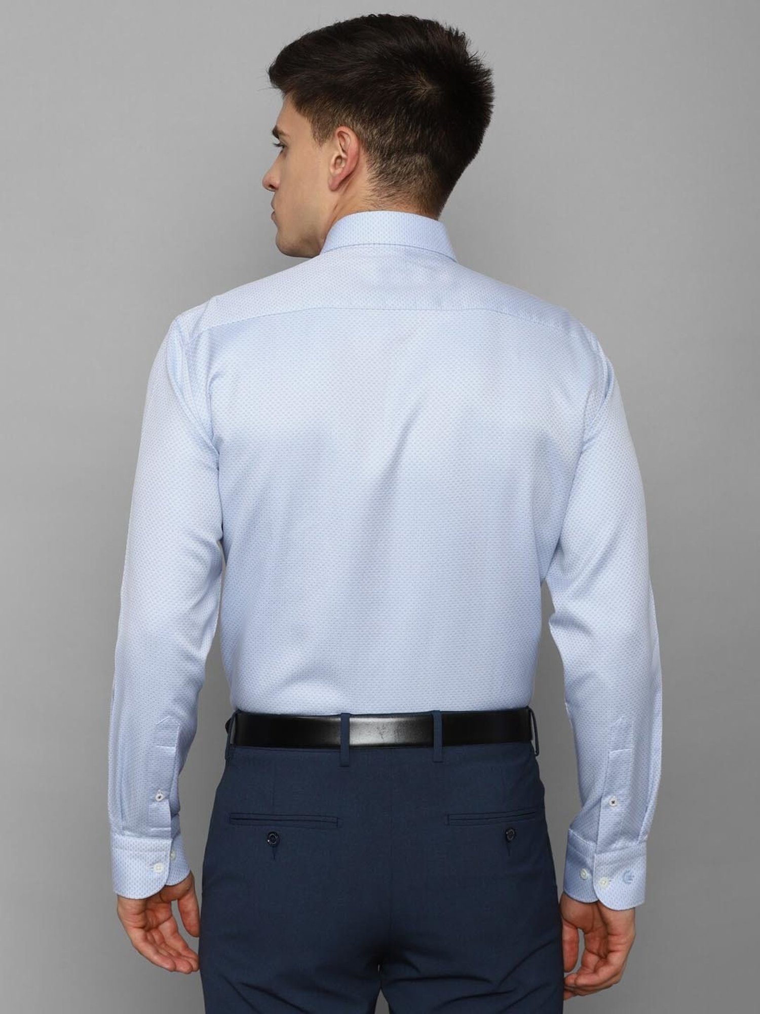 Luxure By Louis Philippe Light Blue Cotton Regular Fit Texture Shirt