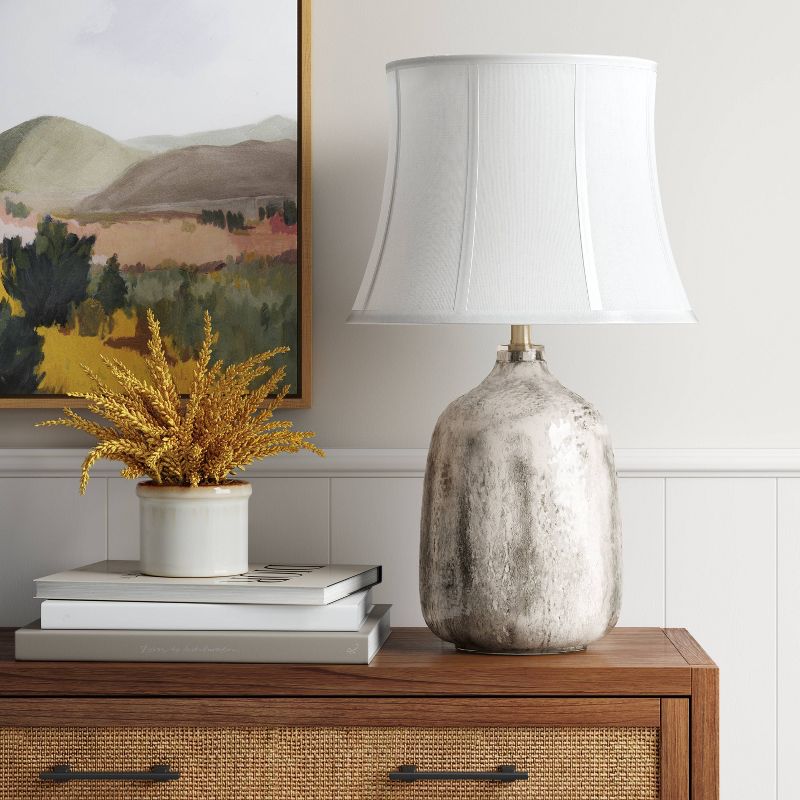 Springcrest Off-White White Drum Lamp Shade Modern Silver Circles 15x16x11 - Spider