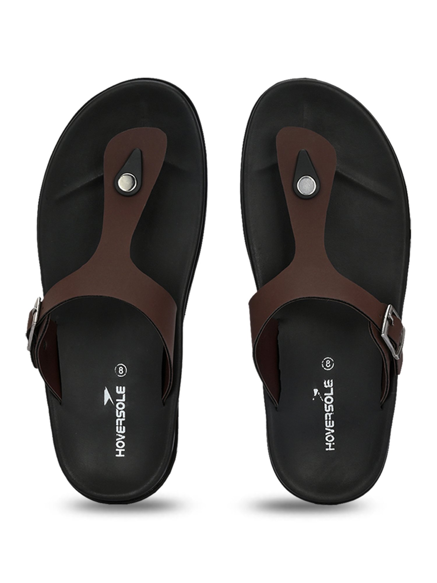 Hoversole Men's Brown T-Strap Sandals