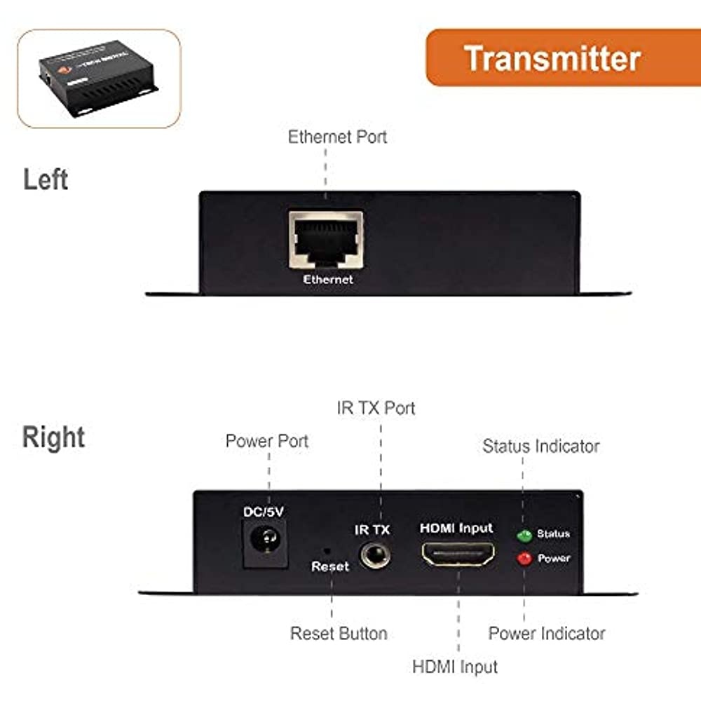 J-Tech Digital ProAV HDMI Extender Over Single Cat5e/6 Cable TCP/IP 1080p IR Remote - Up to 400' [JTD-EX-120M]
