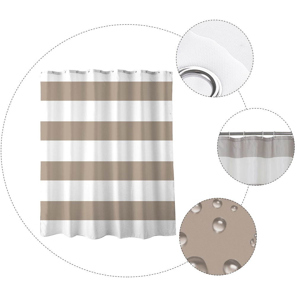 Simple Striped Shower Curtain Fashionable Bath Curtain Waterproof Printed Decor