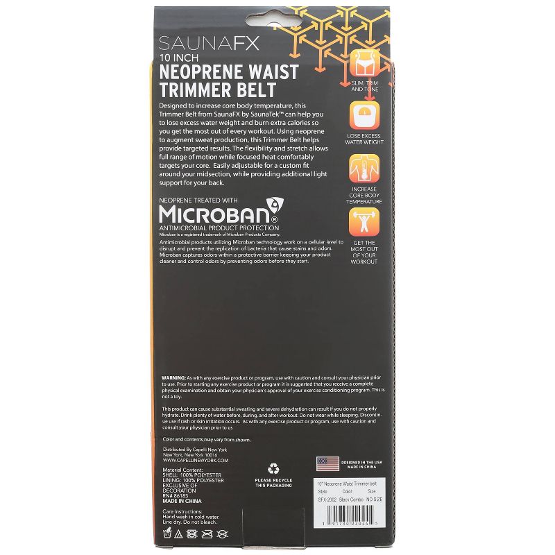 SaunaFX 10" Slimmer Belt - double bonded with Microban - Black