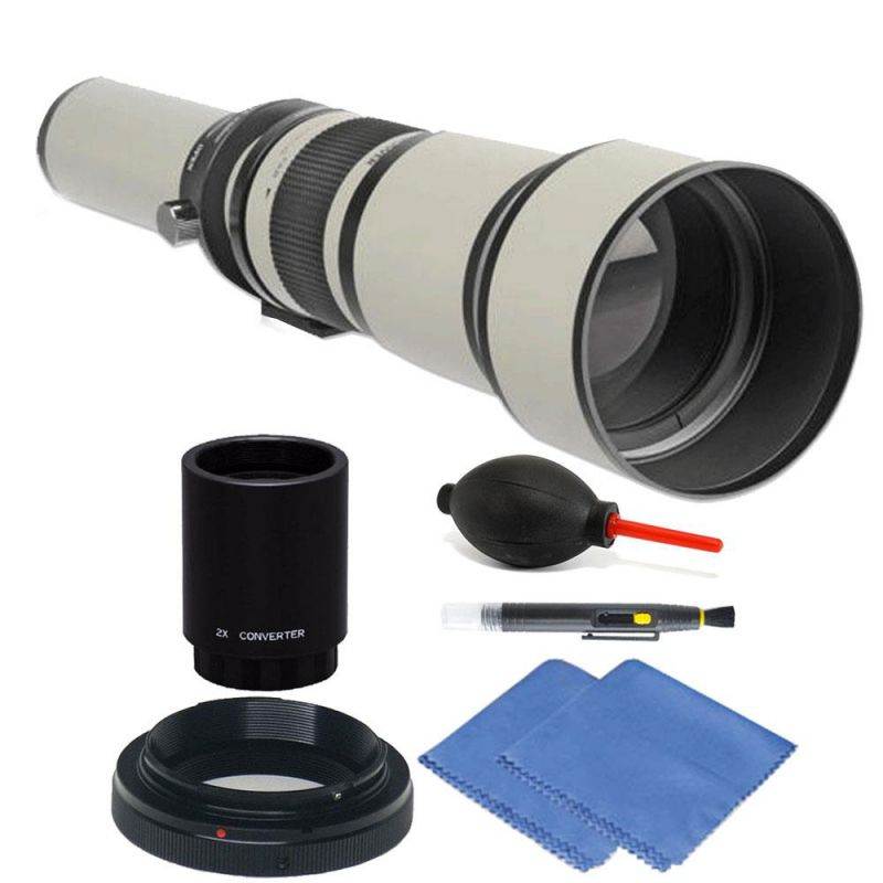 Bower 650-1300mm f/8-16 Telephoto Lens for Canon EOS 50D 40D 30D + 2X Converter + Accessory Kit