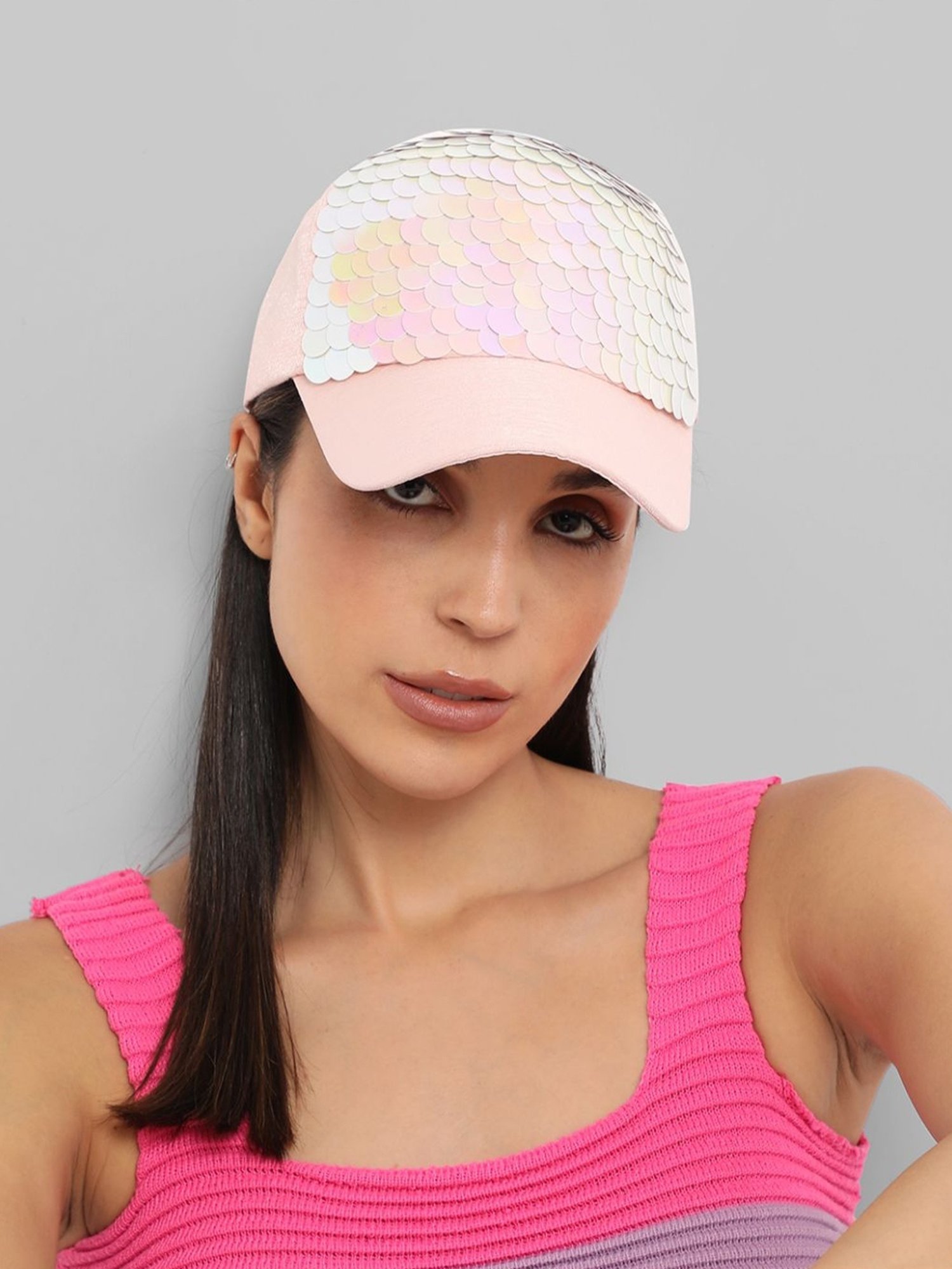 HauteSauce Pink Embellished Baseball Cap
