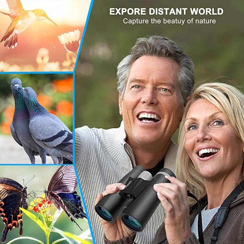 10x42 Binoculars for Adults Compact Waterproof Fog-Proof Binoculars for Bird Watching Concert Hunting Traveling Sports-BAK4 Prism SMC Lens-with Phone Mount Strap Carrying Bag