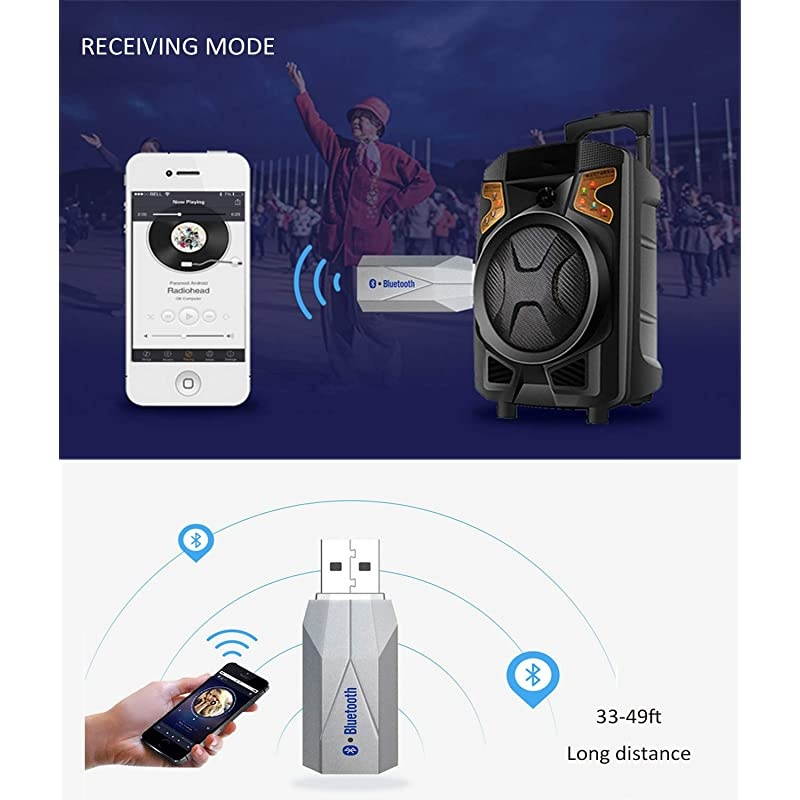 Transmitter Receiver 35mm Audio Adapter for TV PC Car Xbox Projector CD Player Headphones Speakers Dual Audio Output V50 Adapter Home Car Stereo System