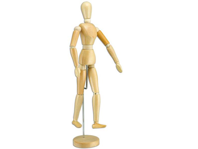 Creative Mark Wood Figure Manikins - Smooth, Sanded, Wood Figures For Teaching Perspective and Form - [Varnished | Male | 16"]