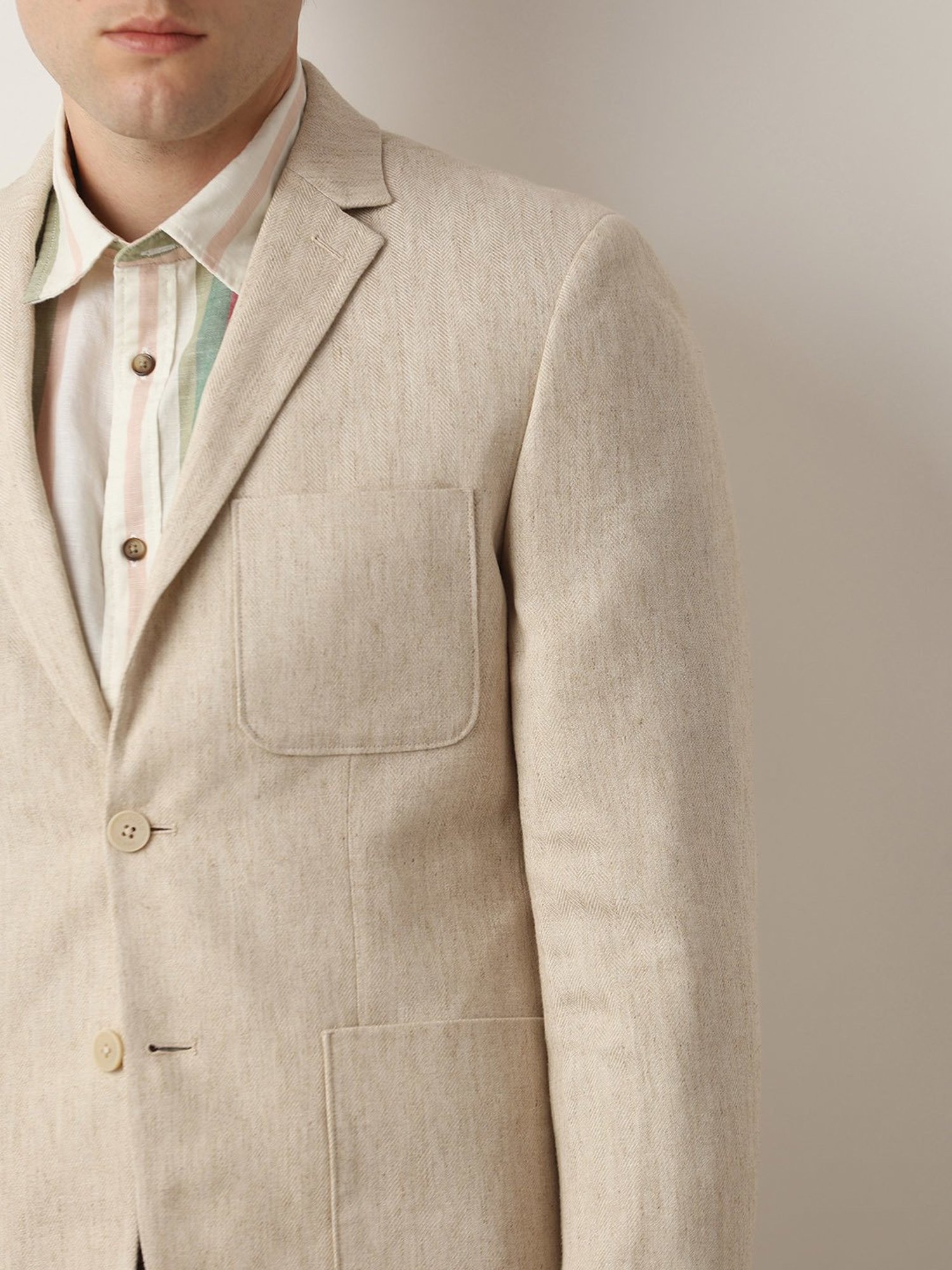 SELECTED HOMME Beige Slim Fit Notch Lapel Blazer