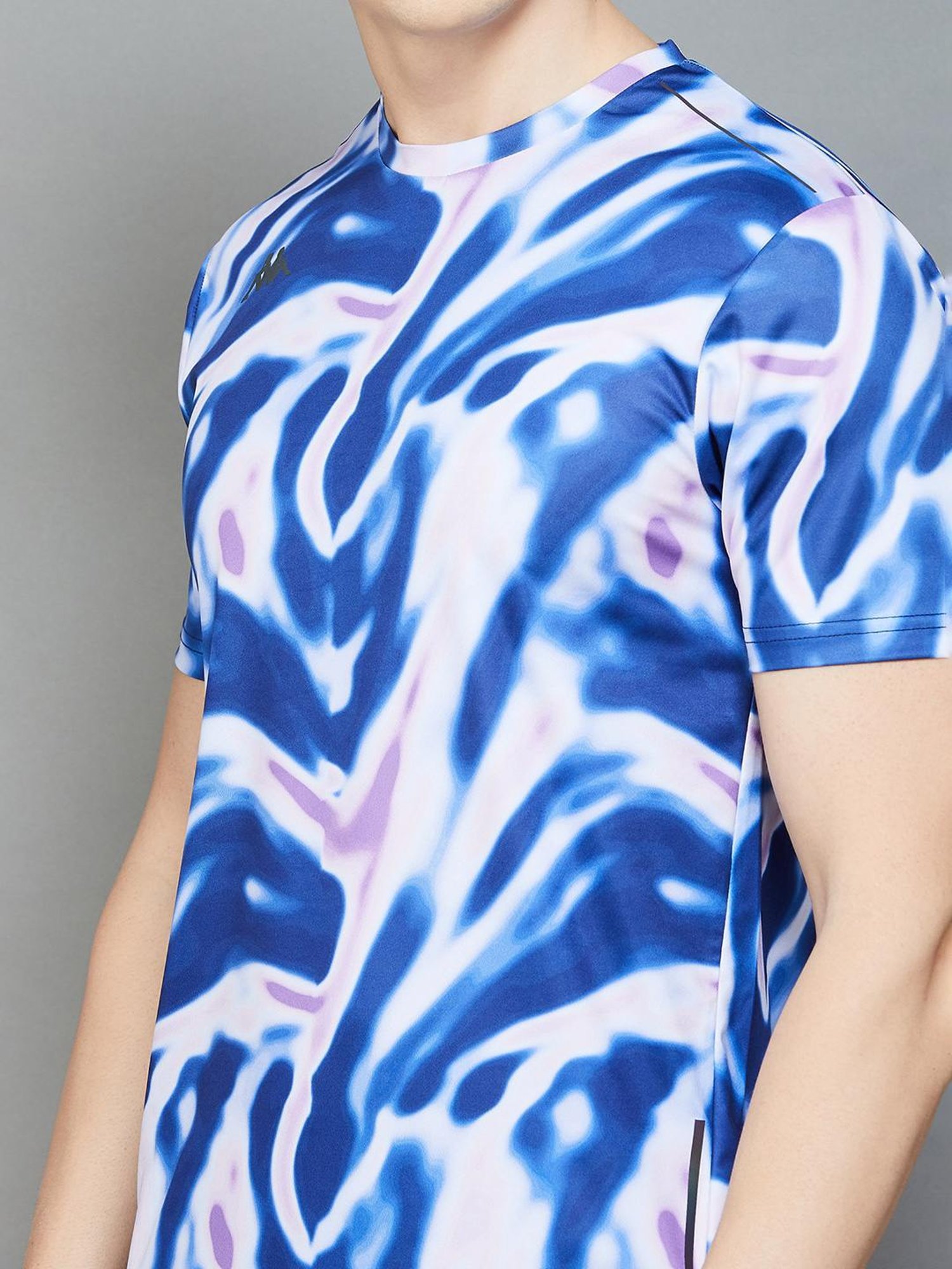 KAPPA Blue Regular Fit Printed Sports T-Shirt