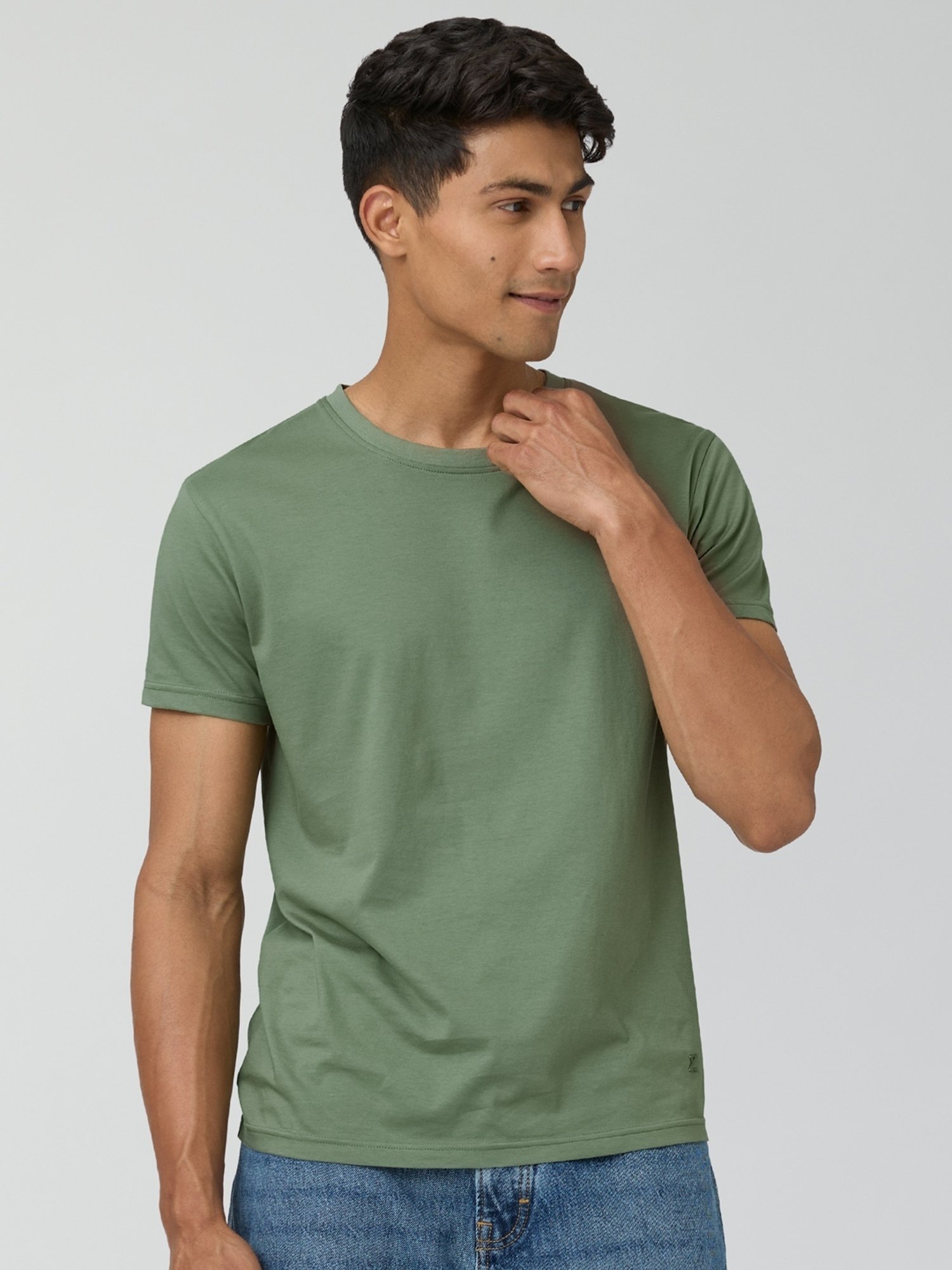 XYXX Sage Green Cotton Regular Fit Polo T-Shirt