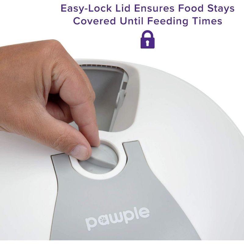 Pawple Automatic Pet Feeder, 6 Meal Food Dispenser for Small Animals with Programmable Digital Timer