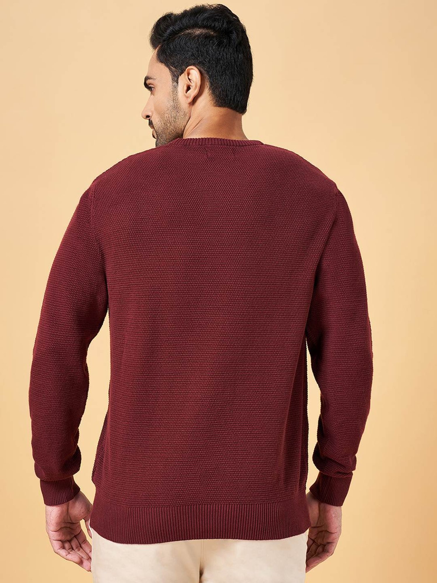 Byford by Pantaloons Red Cotton Slim Fit Sweater
