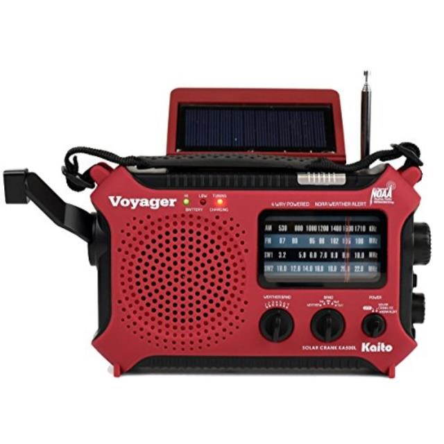 kaito ka500l 4way powered emergency am/fm/sw noaa weather alert radio with solar,dynamo crank,flashlight and reading lamp, with larger battery and solar panel, 5 colors