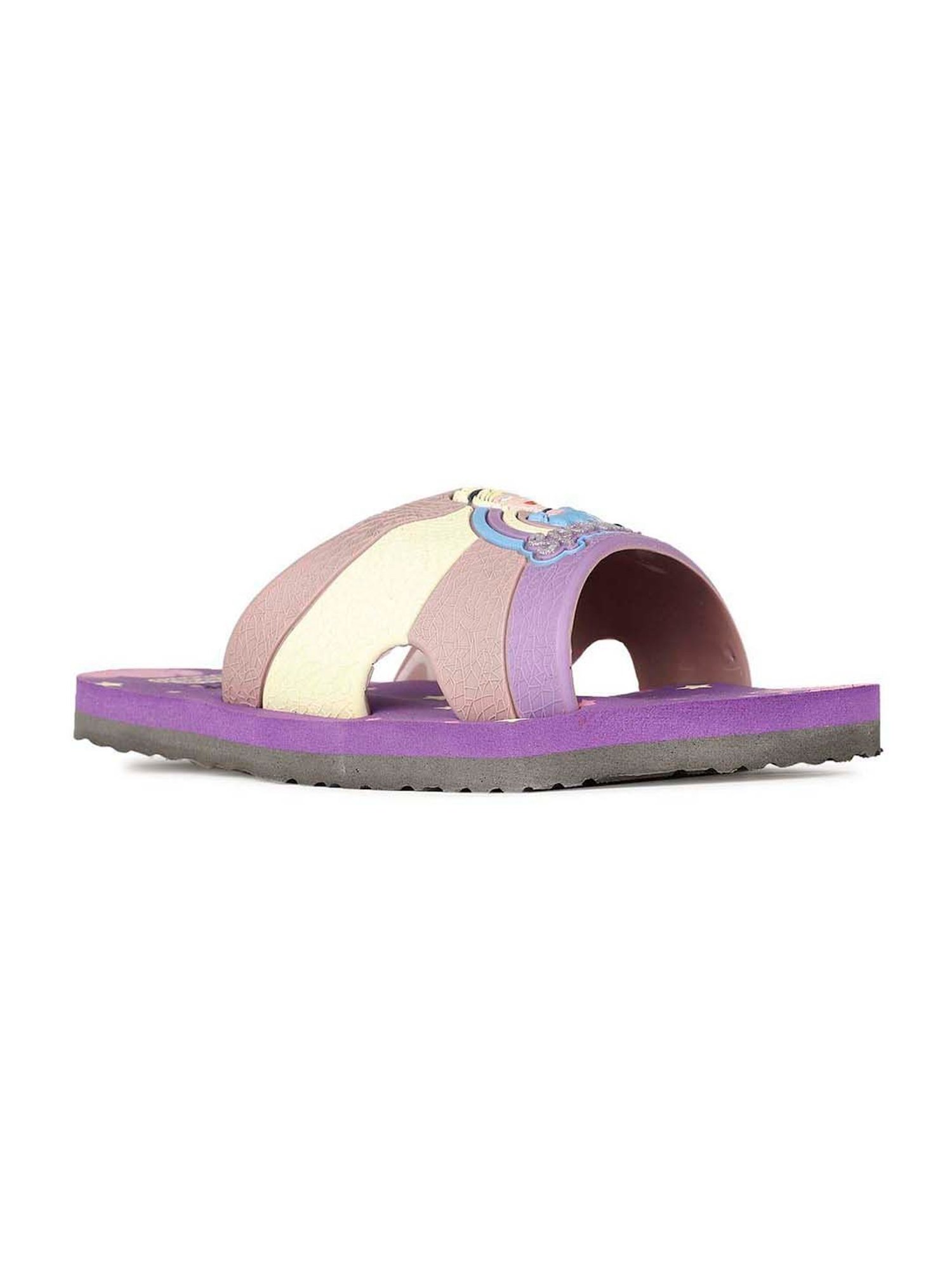 Disney by Bata Kids Purple & Cream Casual Slides