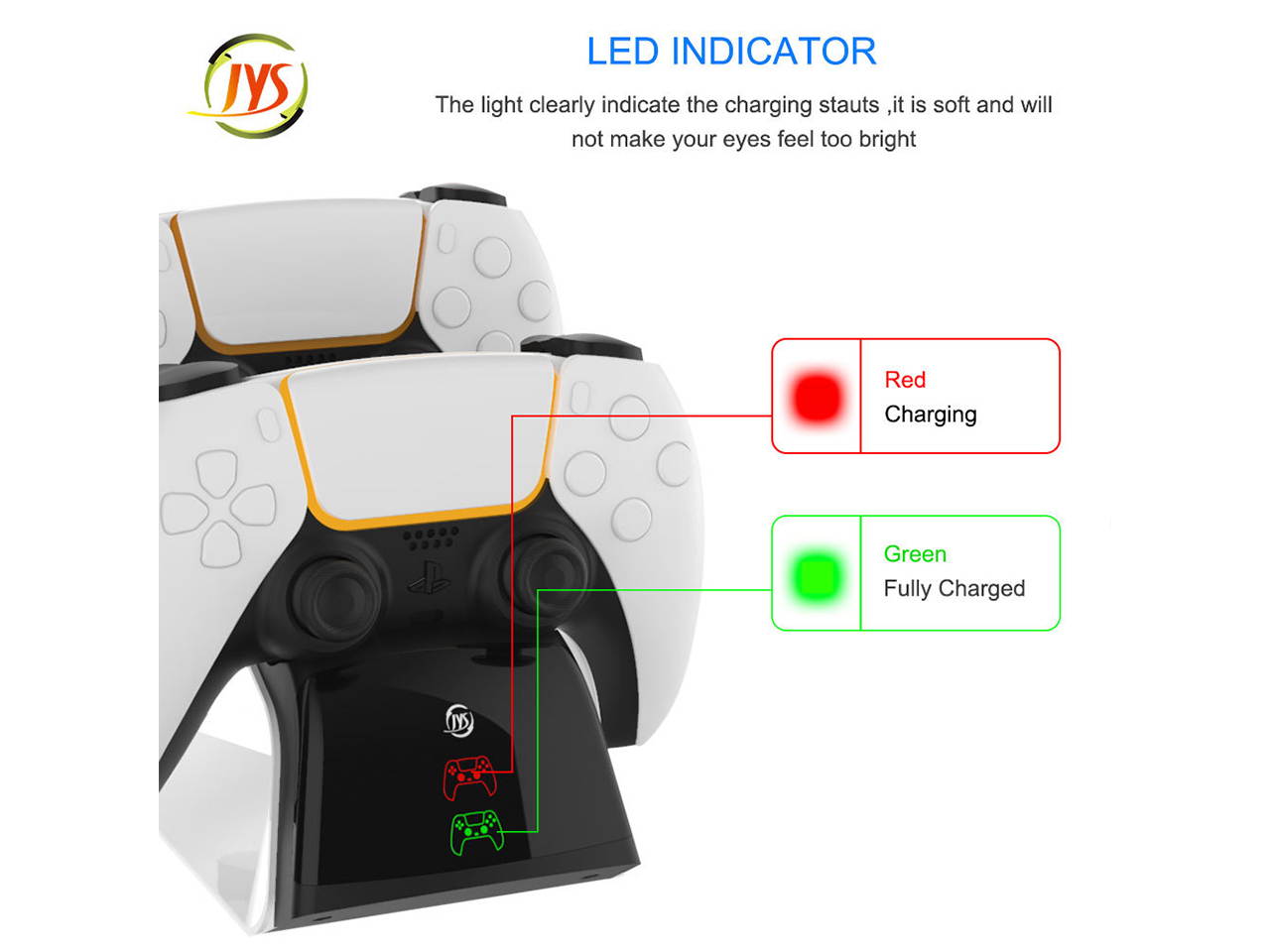 Brightup Dual Charger for PS5 Controller,Wechip Fast Charging Station Charger Dock with LED Indicator Safety Chip Protection Portable Gaming Charging Station Stand, Black