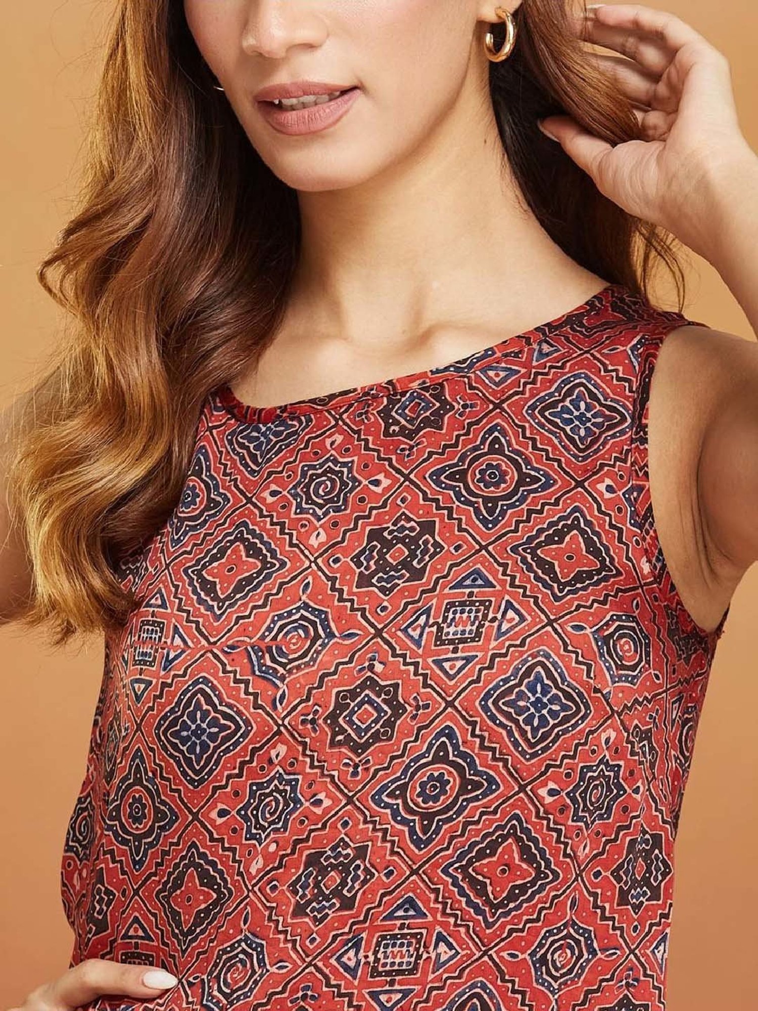Fabindia Red Printed Top