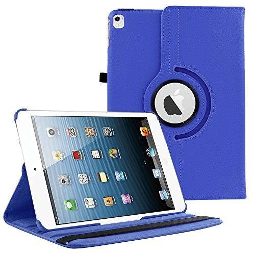 KIQ 360 Rotating Swivel PU Leather Protection Case Cover Multi-Angle View Stand For Apple iPad Pro 9.7-inch (Dark Blue)