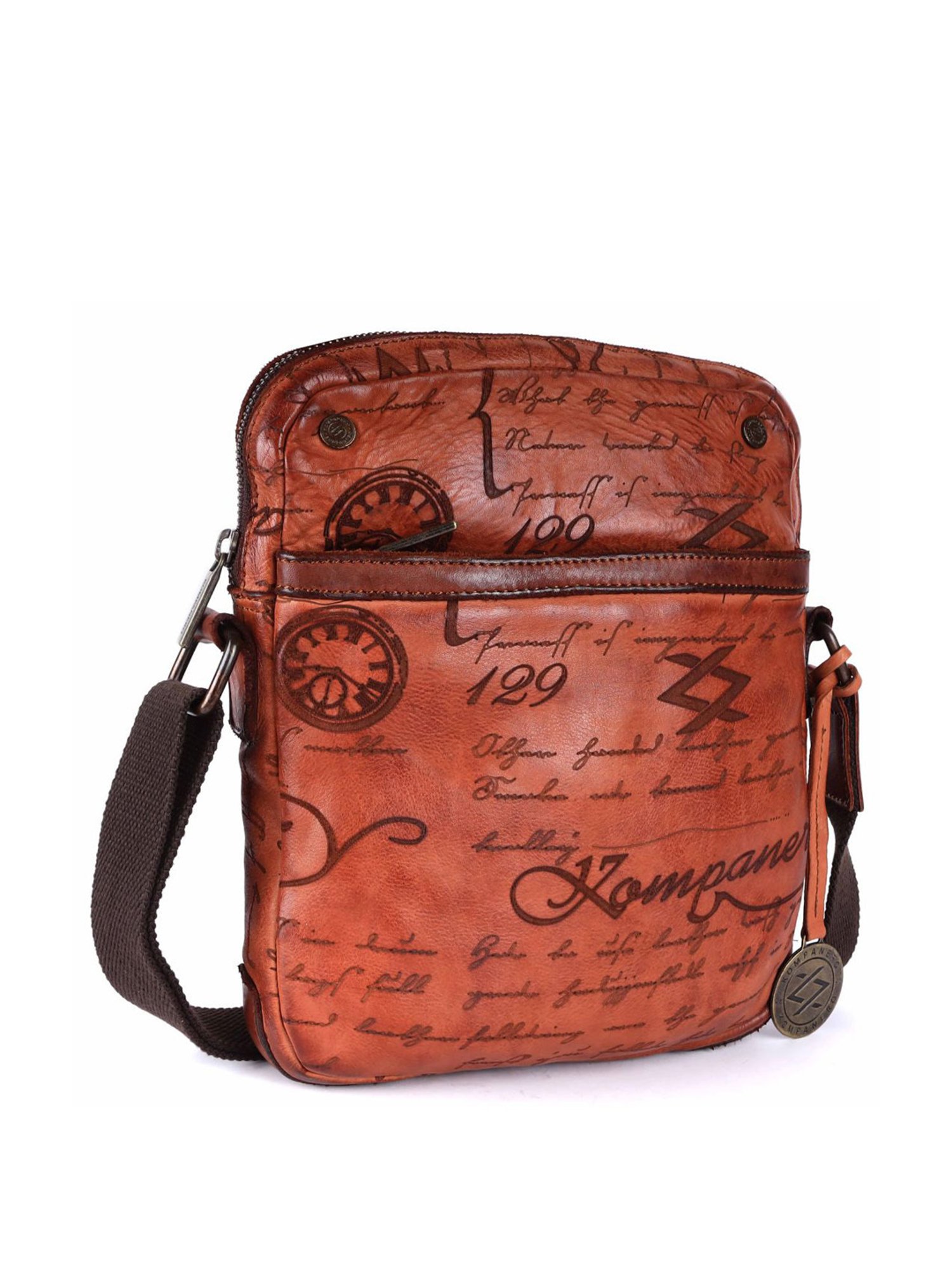 HiLEDER Brown Textured Small Leather 12 inch Cross Body Bag