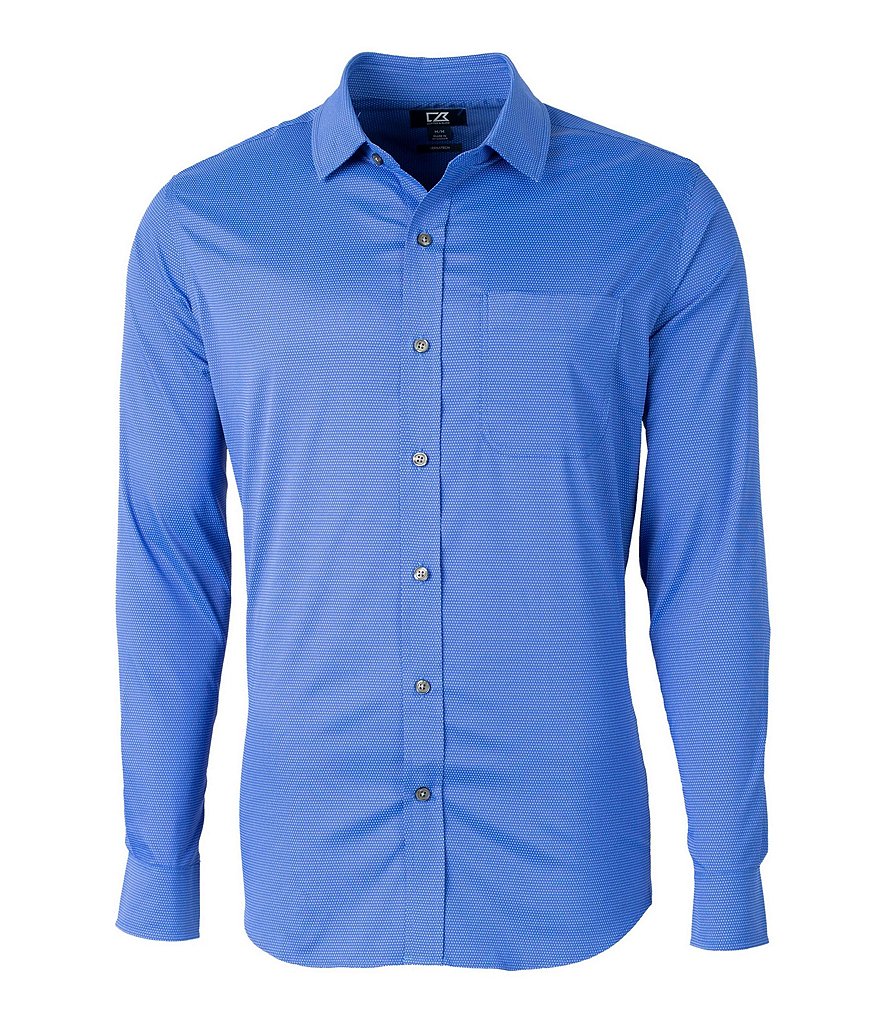 Cutter & Buck Versatech Geometric-Printed Long-Sleeve Dress Shirt