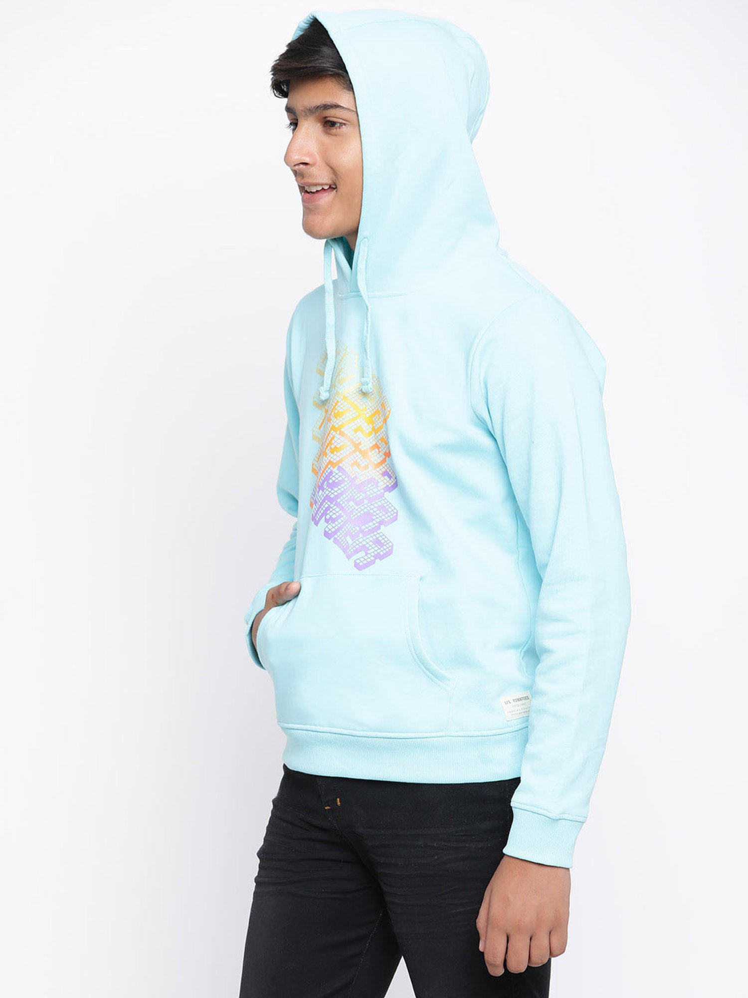 Lil Tomatoes Kids Sky Blue Printed Full Sleeves Sweatshirt