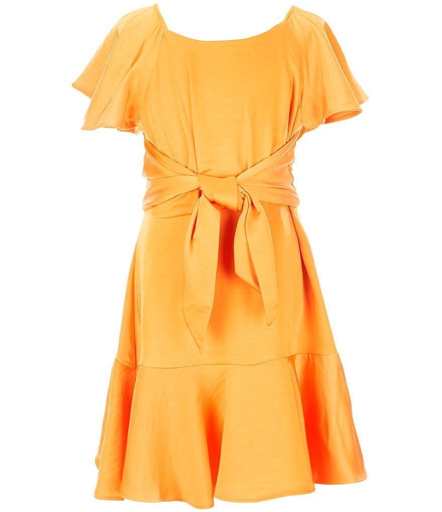 Poppies and Roses Big Girls 7-16 Flutter-Sleeve Double Hem Fit-And-Flare Dress