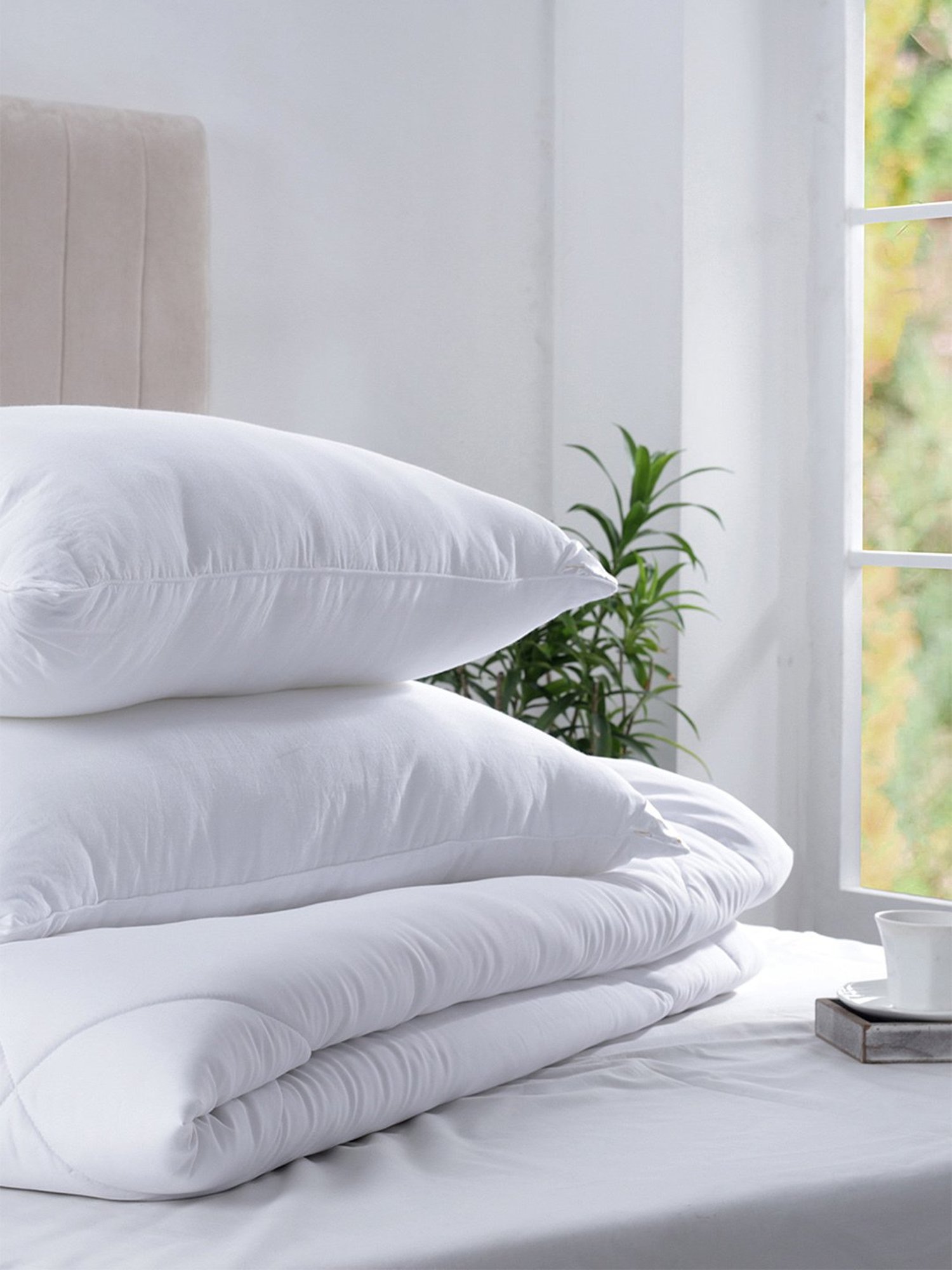 Maspar Essentials Lamis Solid White Cotton Pillow