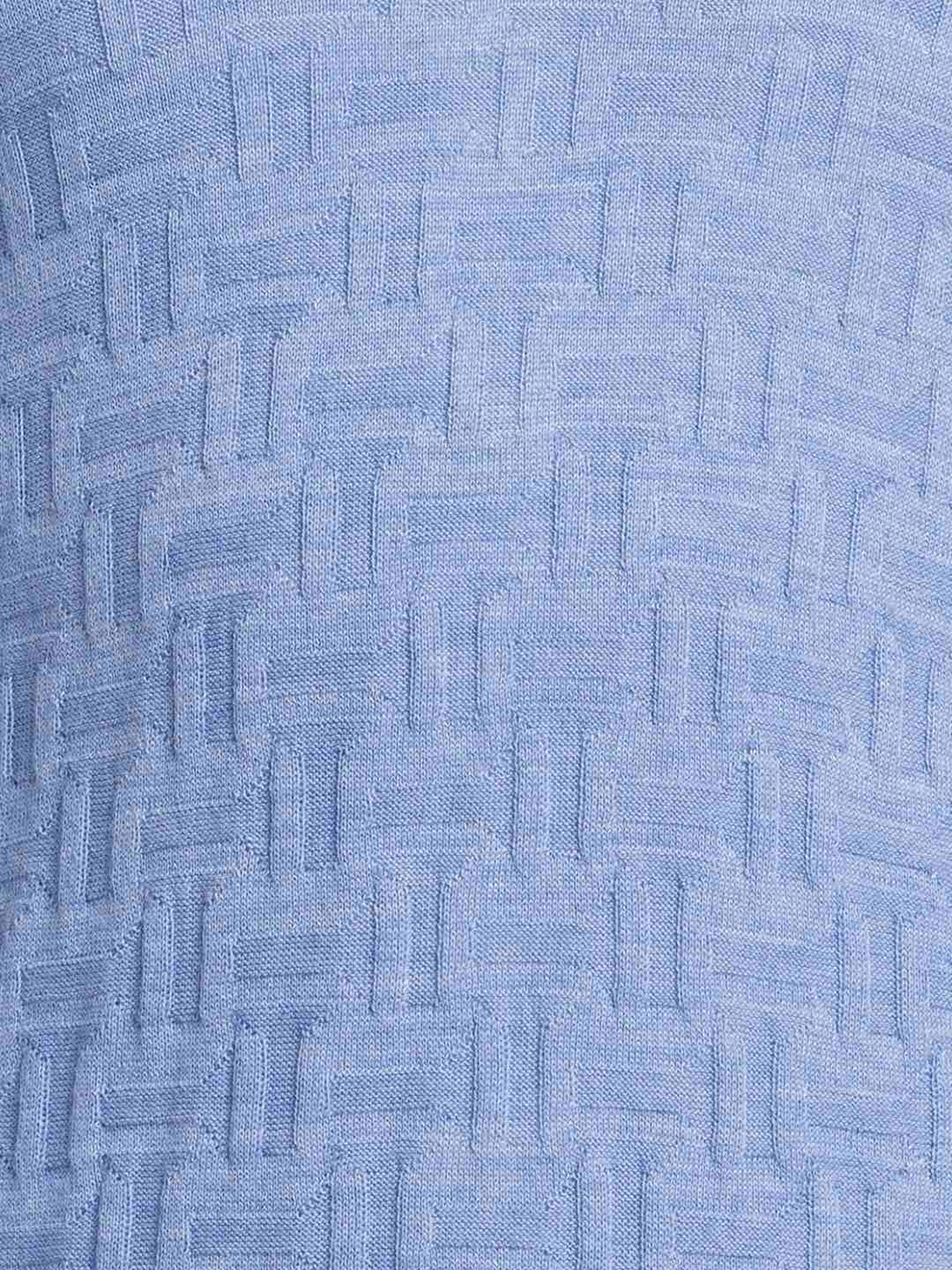 ColorPlus Blue Tailored Fit Self Pattern Sweater