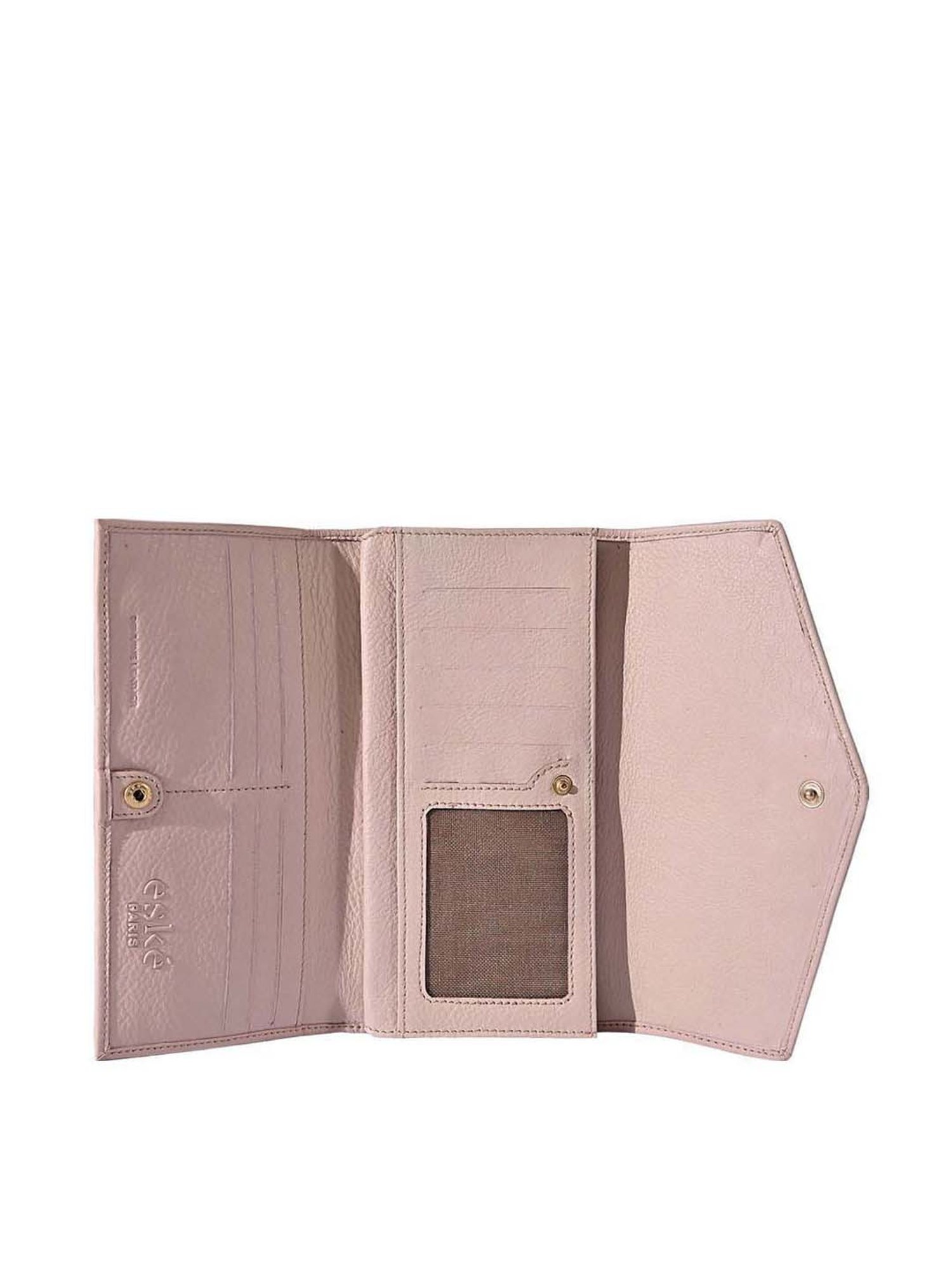 Eske Petra Pink Solid Tri-Fold Wallet for Women